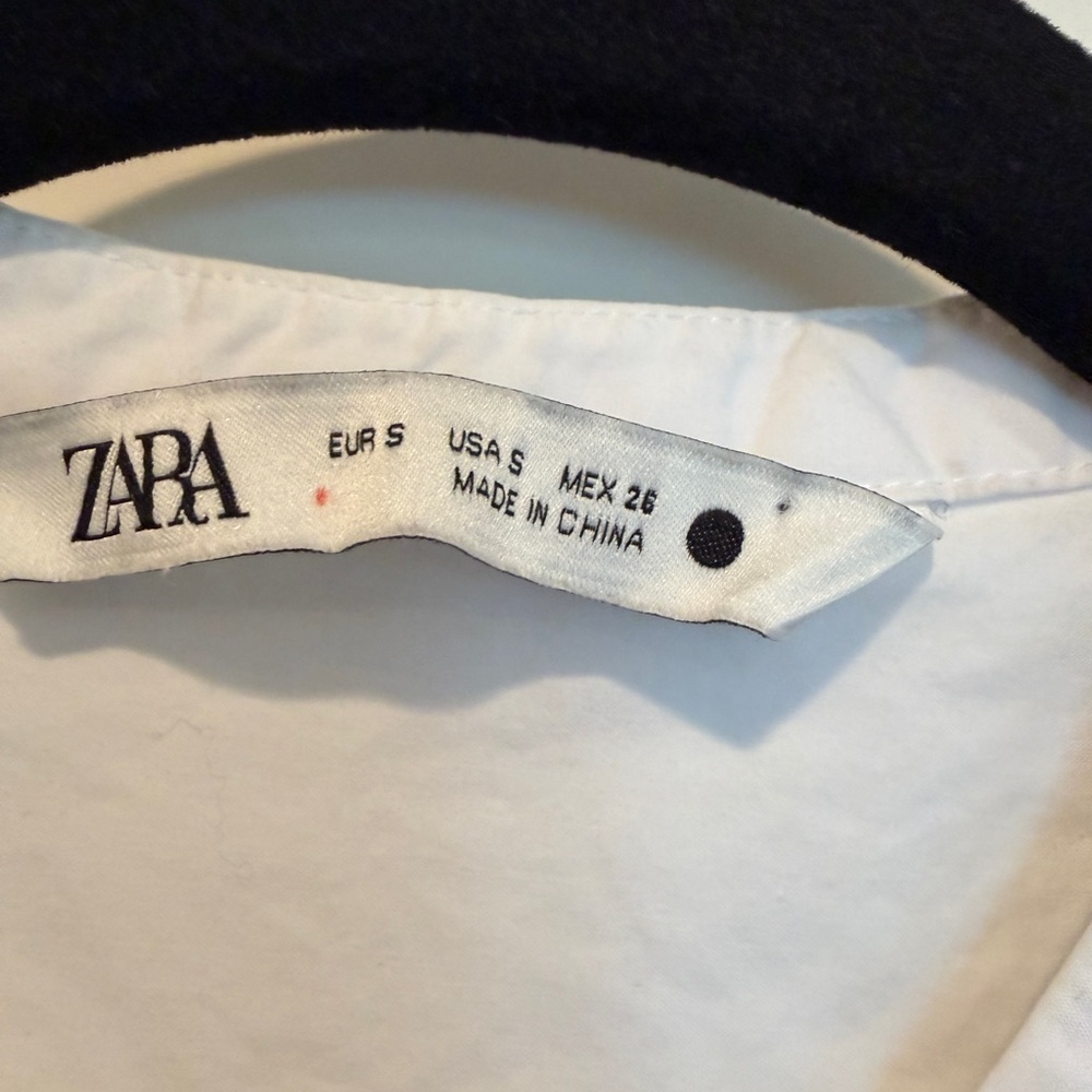 White Zara Tunic Dress with Blue Embroidery - Picture 4 of 4